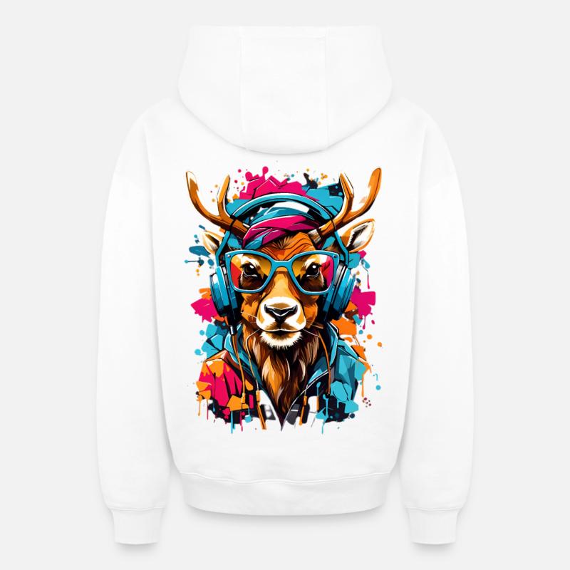 Renne cool - Sweat à capuche unisexe zippé oversize épais SPREAD - blanc