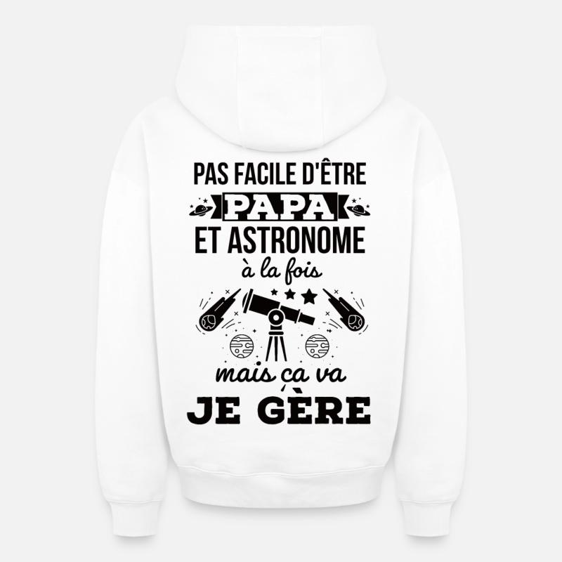 Téléscope astronomie papa - Sweat à capuche unisexe zippé oversize épais SPREAD - blanc