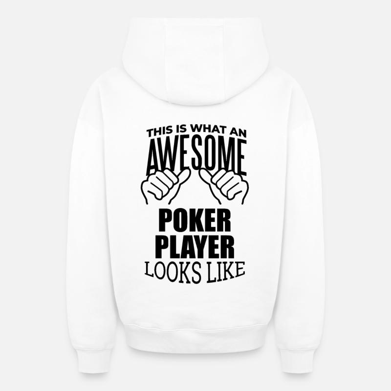 poker - Sweat à capuche unisexe zippé oversize épais SPREAD - blanc