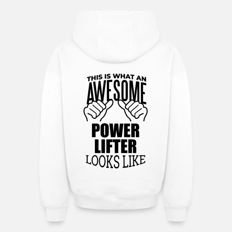 haltérophile - Sweat à capuche unisexe zippé oversize épais SPREAD - blanc