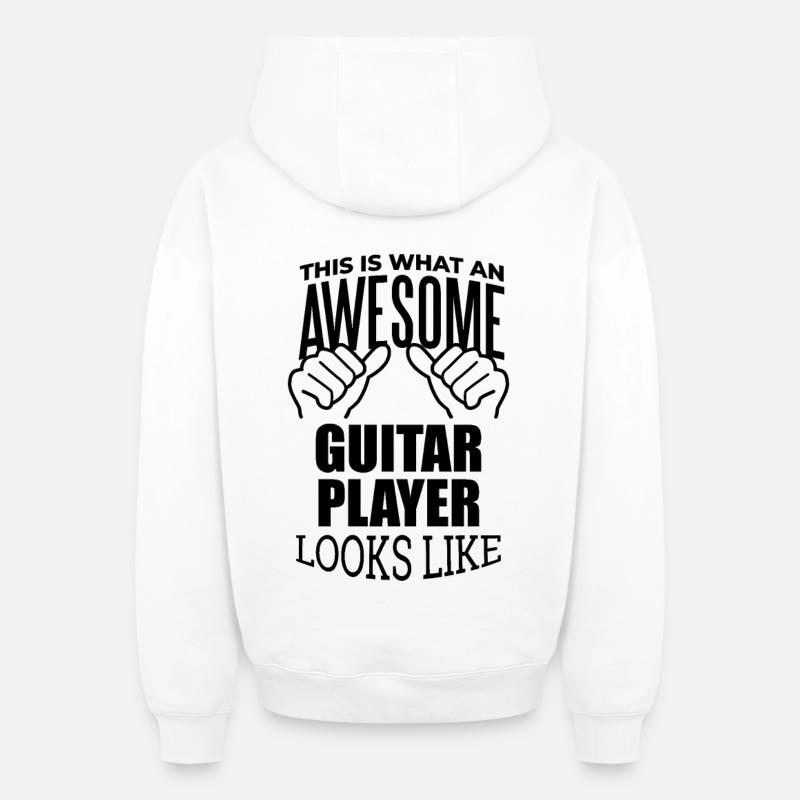 guitare - Sweat à capuche unisexe zippé oversize épais SPREAD - blanc
