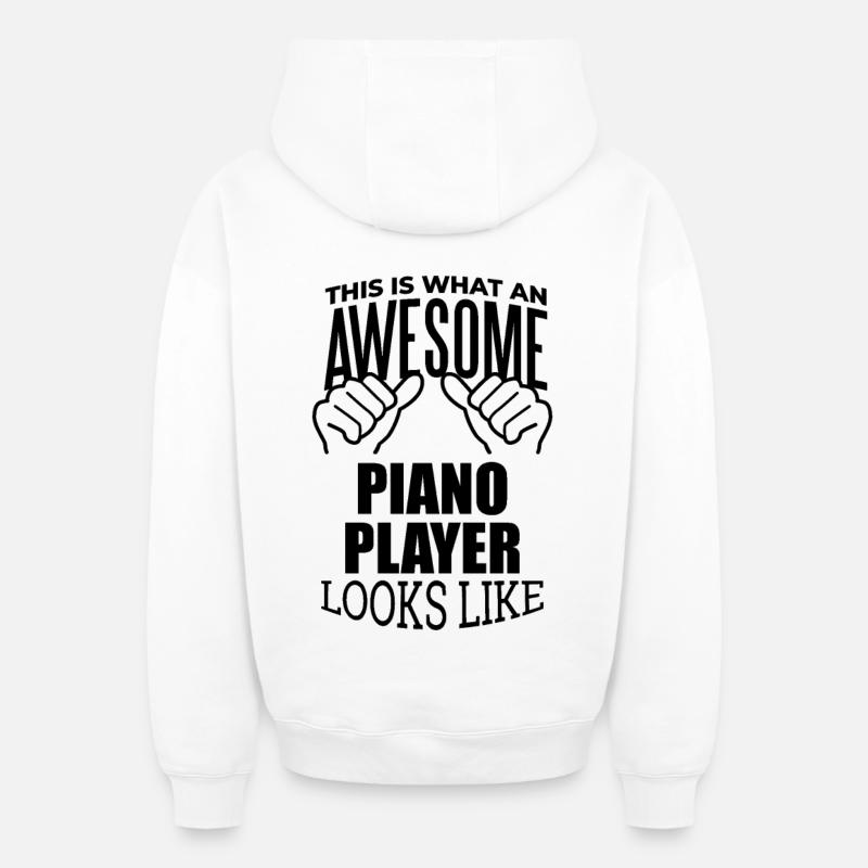 piano - Sweat à capuche unisexe zippé oversize épais SPREAD - blanc