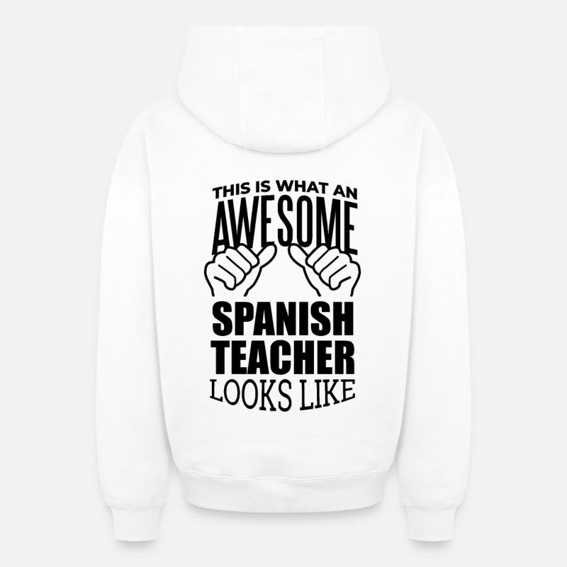 Espagnol - Sweat à capuche unisexe zippé oversize épais SPREAD - blanc