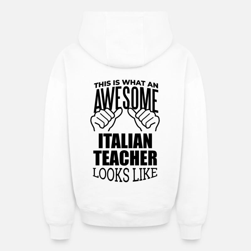 Italien - Sweat à capuche unisexe zippé oversize épais SPREAD - blanc