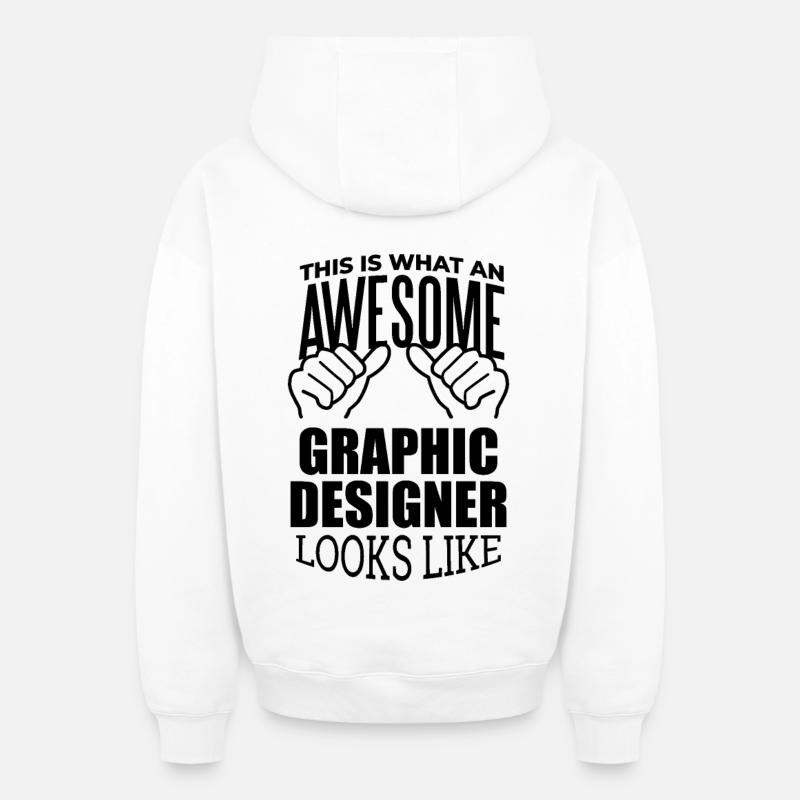 Graphiste - Sweat à capuche unisexe zippé oversize épais SPREAD - blanc
