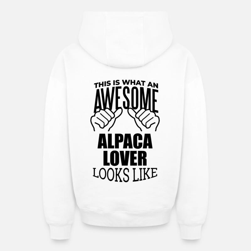 alpaga - Sweat à capuche unisexe zippé oversize épais SPREAD - blanc