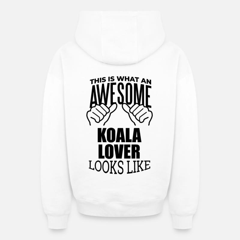 Koala - Sweat à capuche unisexe zippé oversize épais SPREAD - blanc