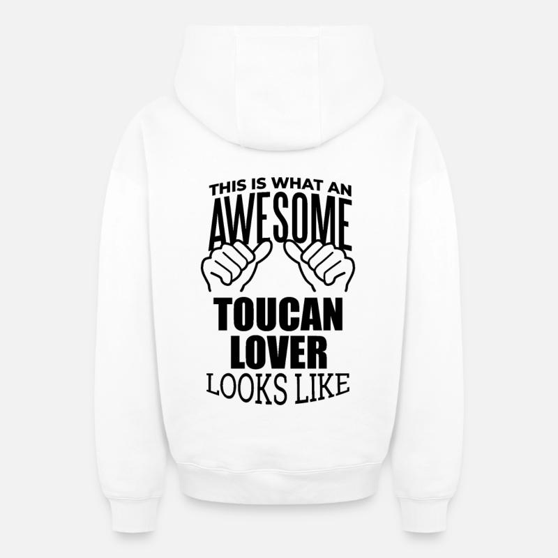 toucan - Sweat à capuche unisexe zippé oversize épais SPREAD - blanc