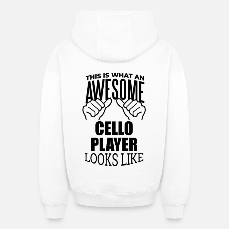 violoncelle - Sweat à capuche unisexe zippé oversize épais SPREAD - blanc
