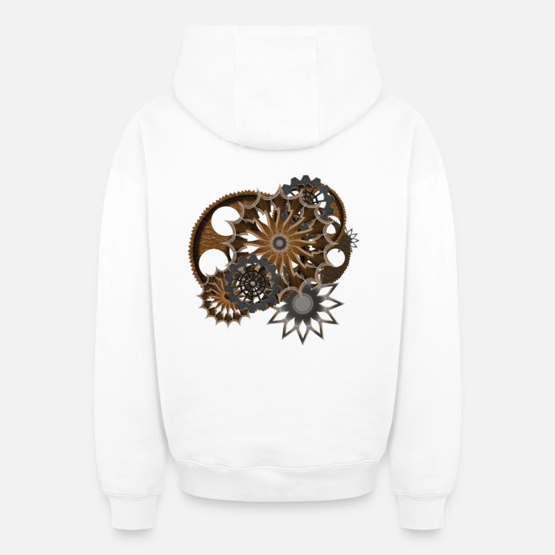 Steampunk - Sweat à capuche unisexe zippé oversize épais SPREAD - blanc