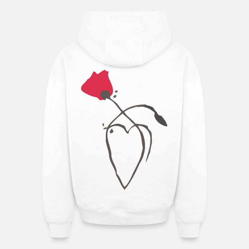 coquelicot et coeur - Sweat à capuche unisexe zippé oversize épais SPREAD - blanc