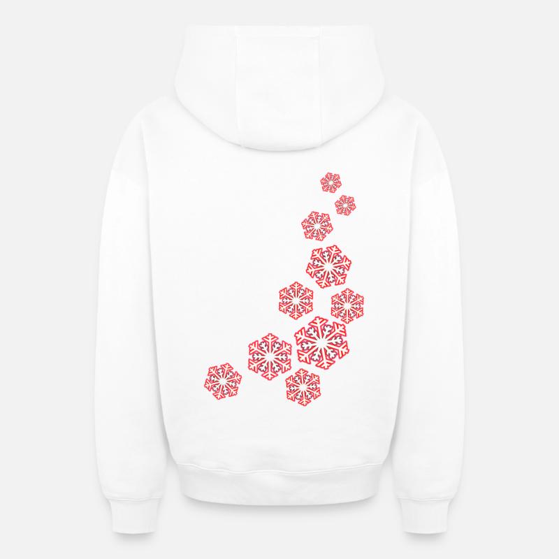 flocons de neige - Sweat à capuche unisexe zippé oversize épais SPREAD - blanc