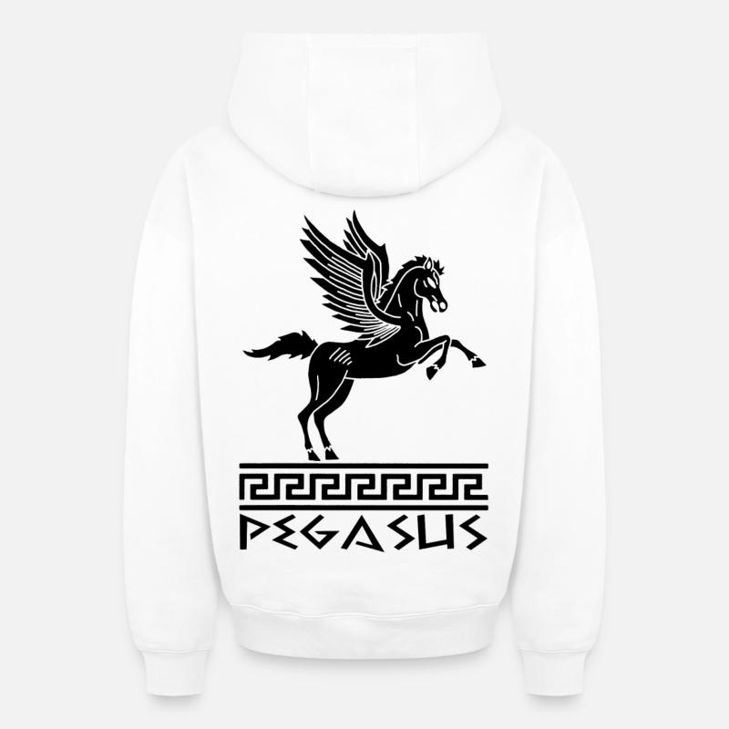Cheval Pégase noir - Sweat à capuche unisexe zippé oversize épais SPREAD - blanc