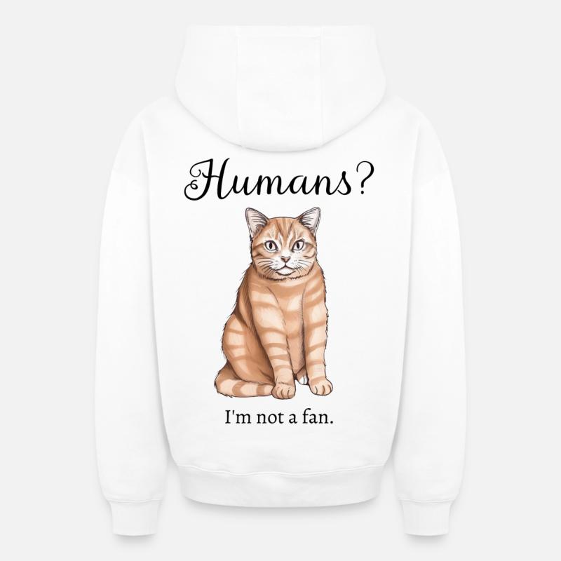Les chats et les humains - Sweat à capuche unisexe zippé oversize épais SPREAD - blanc