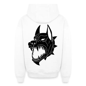 Schwarzer Hund der Unterwelt - Oversized Heavyweight Unisex Zip Hoodie - Weiß - Hinten - AI Model Male 178 light (178cm)