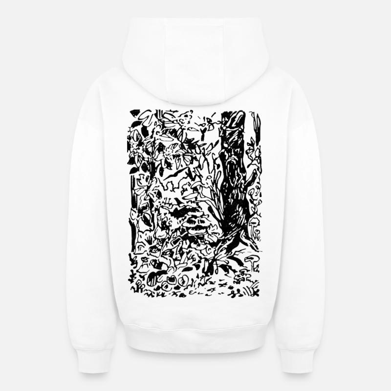 FORÊT ENCHANTÉE - Sweat à capuche unisexe zippé oversize épais SPREAD - blanc