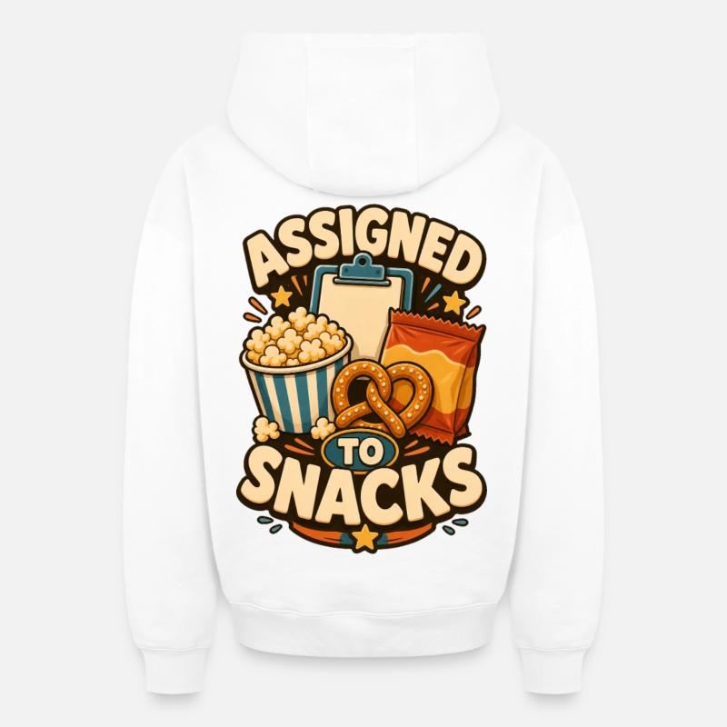 Assigné aux snacks - Sweat à capuche unisexe zippé oversize épais SPREAD - blanc