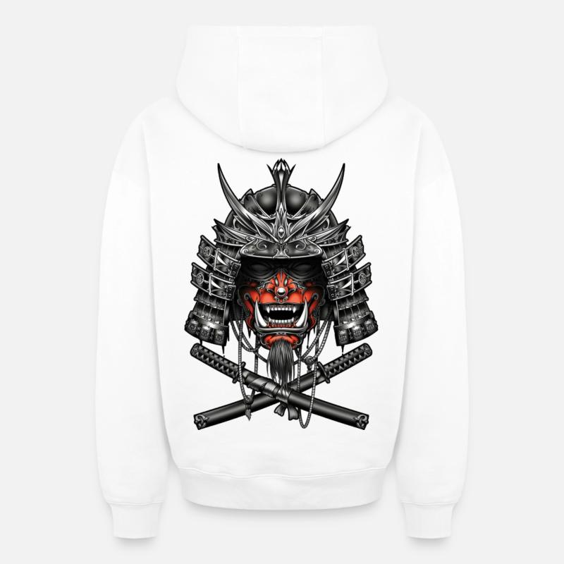 Samouraïs, combattants - Sweat à capuche unisexe zippé oversize épais SPREAD - blanc
