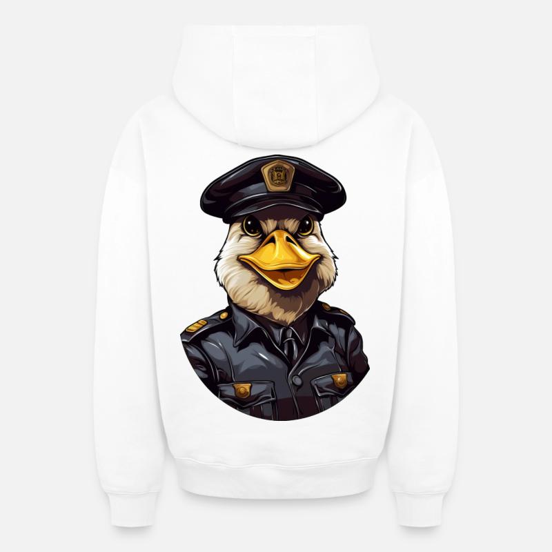 Canard policier - Sweat à capuche unisexe zippé oversize épais SPREAD - blanc