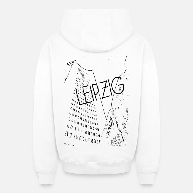 Centre de Leipzig - Sweat à capuche unisexe zippé oversize épais SPREAD - blanc