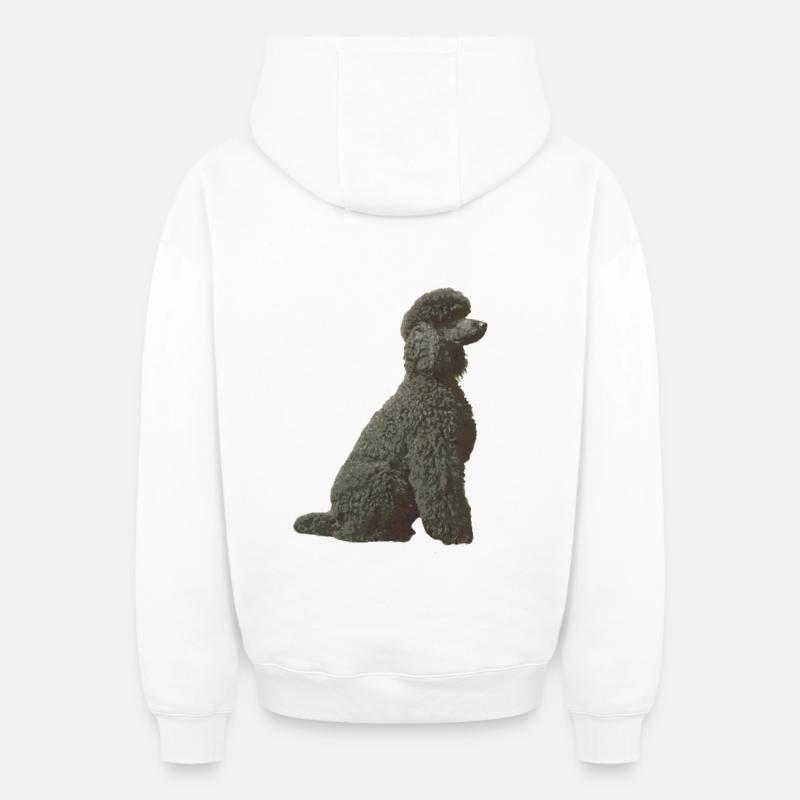 Caniche noir - Sweat à capuche unisexe zippé oversize épais SPREAD - blanc
