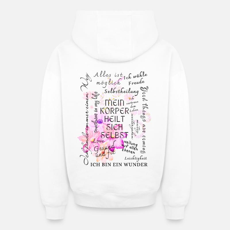 Motivation de guérison - Sweat à capuche unisexe zippé oversize épais SPREAD - blanc