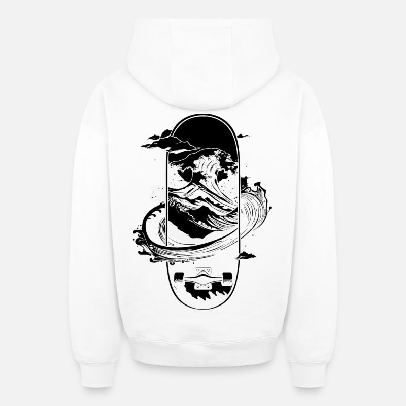 Graphismes de skateboard - Sweat à capuche unisexe zippé oversize épais SPREAD - blanc