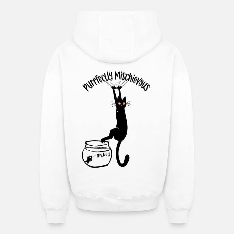 Purrfectement espiègle - Sweat à capuche unisexe zippé oversize épais SPREAD - blanc