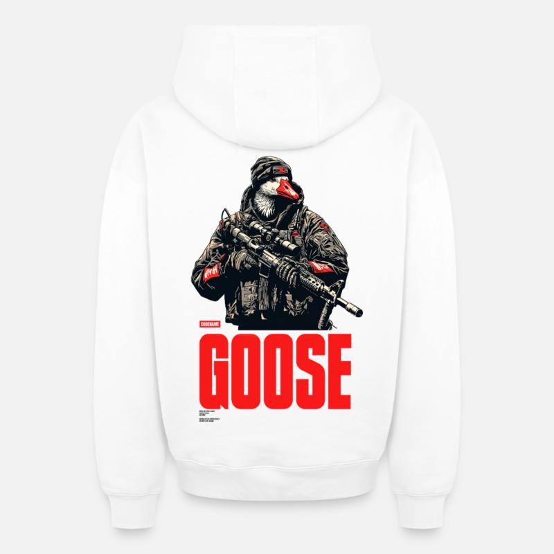 Nom de code Goose - Sweat à capuche unisexe zippé oversize épais SPREAD - blanc
