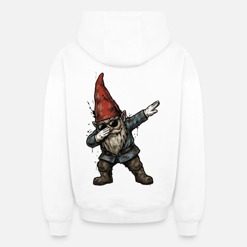 Nain de jardin – Nain drôle - Sweat à capuche unisexe zippé oversize épais SPREAD - blanc