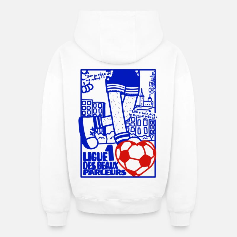 Ligue Beaux Parleurs Marseille - Sweat à capuche unisexe zippé oversize épais SPREAD - blanc
