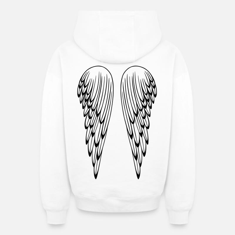 Ailes d'ange, ange gardien, ailes. - Sweat à capuche unisexe zippé oversize épais SPREAD - blanc
