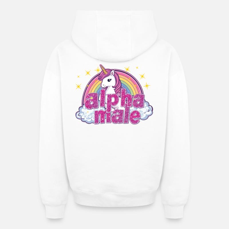 alphaMaleUnicorn - Sweat à capuche unisexe zippé oversize épais SPREAD - blanc