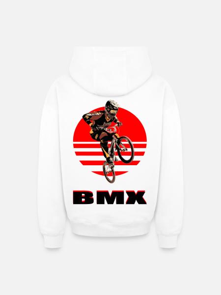 BMX Bike - Oversized Heavyweight Unisex Zip Hoodie - white
