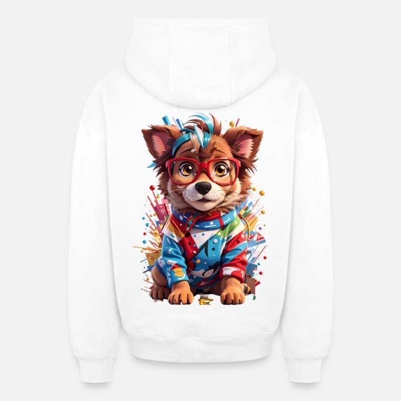 Chien 3D mignon - Sweat à capuche unisexe zippé oversize épais SPREAD - blanc