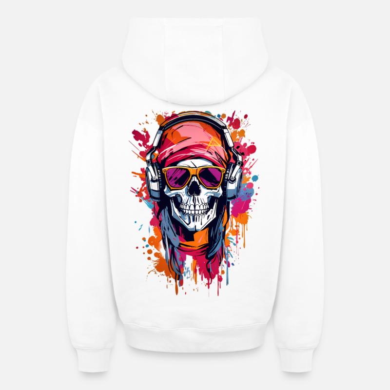 Crâne froid - Sweat à capuche unisexe zippé oversize épais SPREAD - blanc