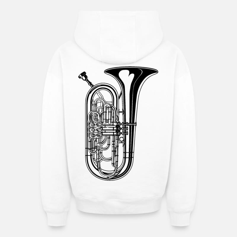 Tuba Graphique - Sweat à capuche unisexe zippé oversize épais SPREAD - blanc