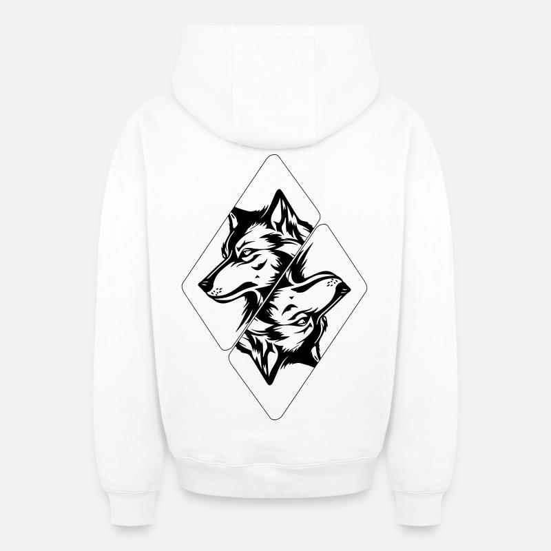 Tête de loup - Sweat à capuche unisexe zippé oversize épais SPREAD - blanc