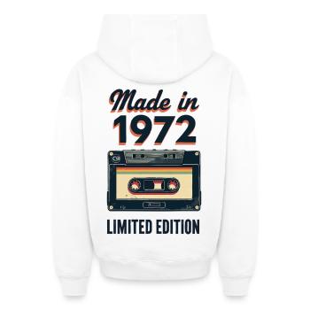 Made in 1972 – Limited Edition - Oversized Heavyweight Unisex Zip Hoodie - white - Back - AI Model Male 178 light (178cm)