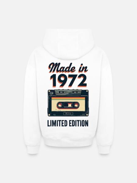 Made in 1972 – Limited Edition - Oversized Heavyweight Unisex Zip Hoodie - white