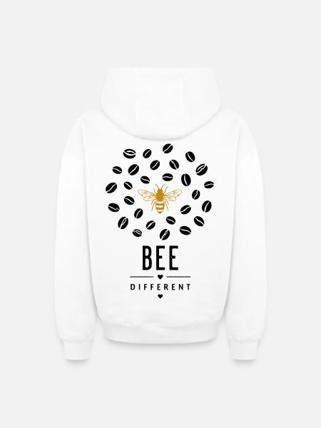 Golden bee on black - Oversized Heavyweight Unisex Zip Hoodie - white