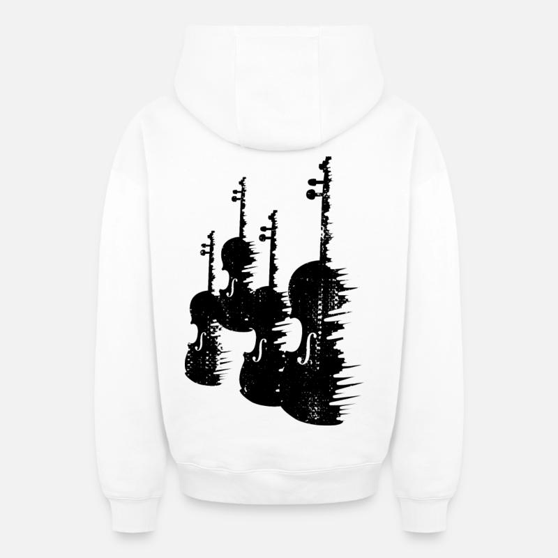 Violons - Sweat à capuche unisexe zippé oversize épais SPREAD - blanc