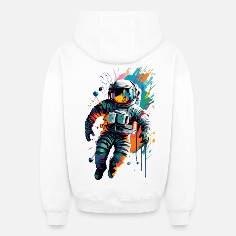 Astronaute dans l’espace spatial - Astronaut Space - Sweat à capuche unisexe zippé oversize épais SPREAD - blanc