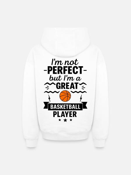 Pas parfait mais un grand basketteur - Sweat à capuche unisexe zippé oversize épais SPREAD - blanc