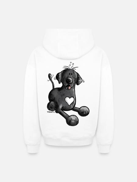 Labrador retriever chien comique design - Sweat à capuche unisexe zippé oversize épais SPREAD - blanc