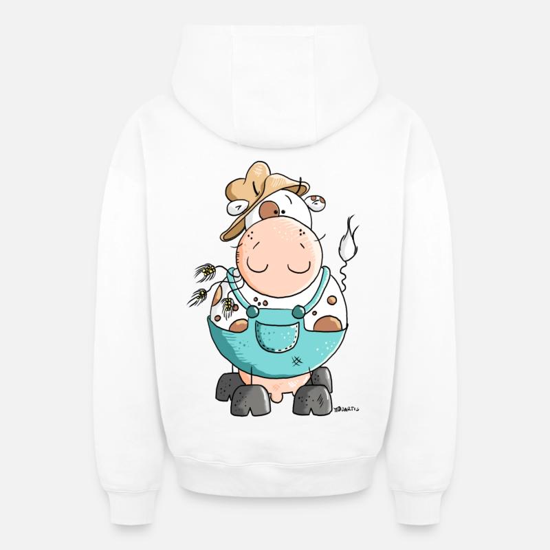 Petit agriculteur - Vache - Vaches - Sweat à capuche unisexe zippé oversize épais SPREAD - blanc