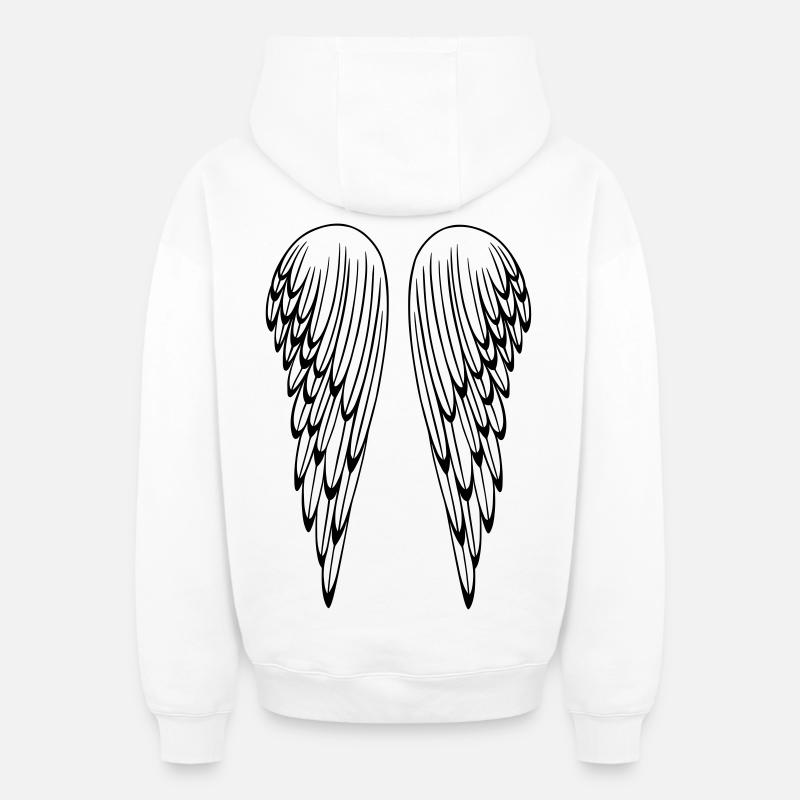 Ailes d'ange, ailes, ange - Sweat à capuche unisexe zippé oversize épais SPREAD - blanc