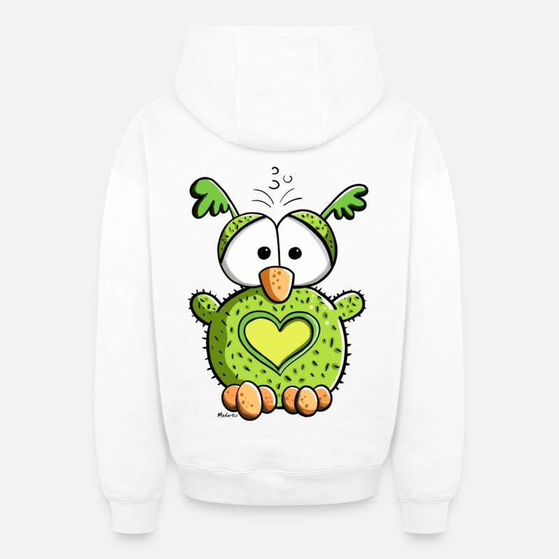 Hibou dans l'amour - Sweat à capuche unisexe zippé oversize épais SPREAD - blanc