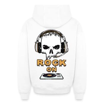 Rock Music On - Oversized Heavyweight Unisex Zip Hoodie - Weiß - Hinten - AI Model Male 178 light (178cm)