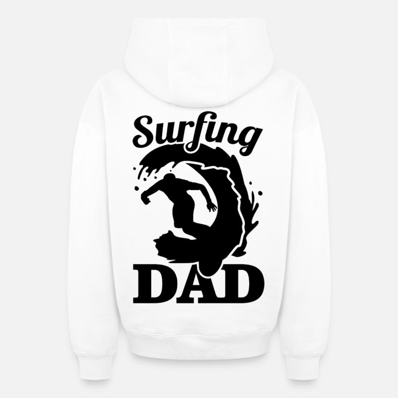 Père surfeur - Sweat à capuche unisexe zippé oversize épais SPREAD - blanc